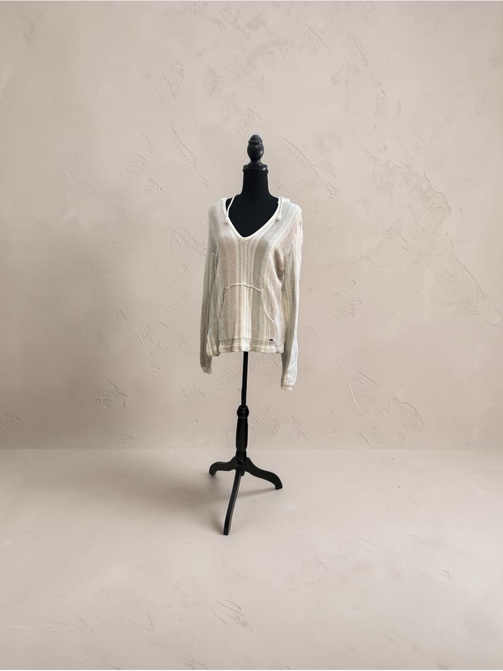 O'Neill Cream V-Neck Waffle Knit Pullover
